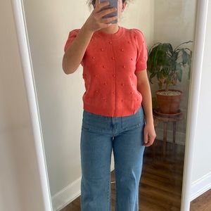 Anthropologie Short Sleeve Polka Dot Sweater